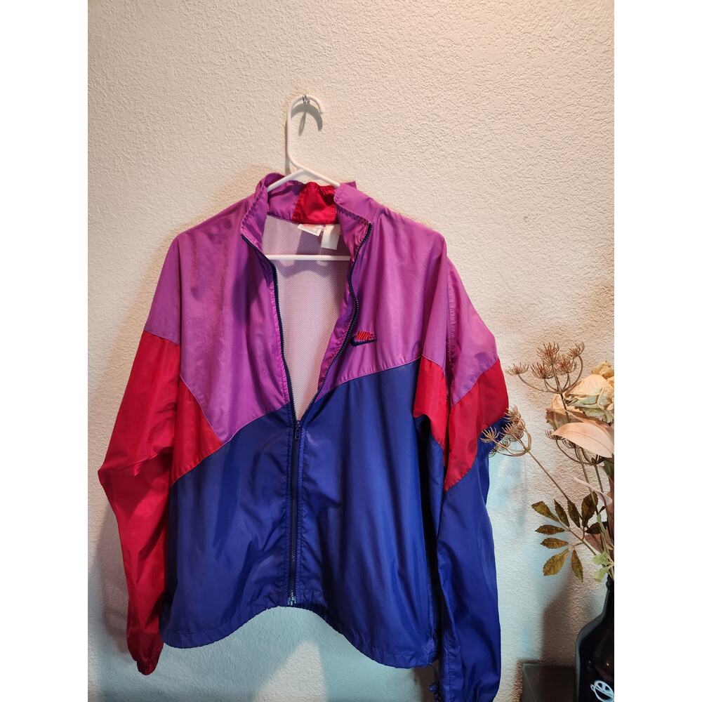Vintage Nike Windbreaker Jacket Purple‎ Pink Blue Women's Medium 80s Retro Style